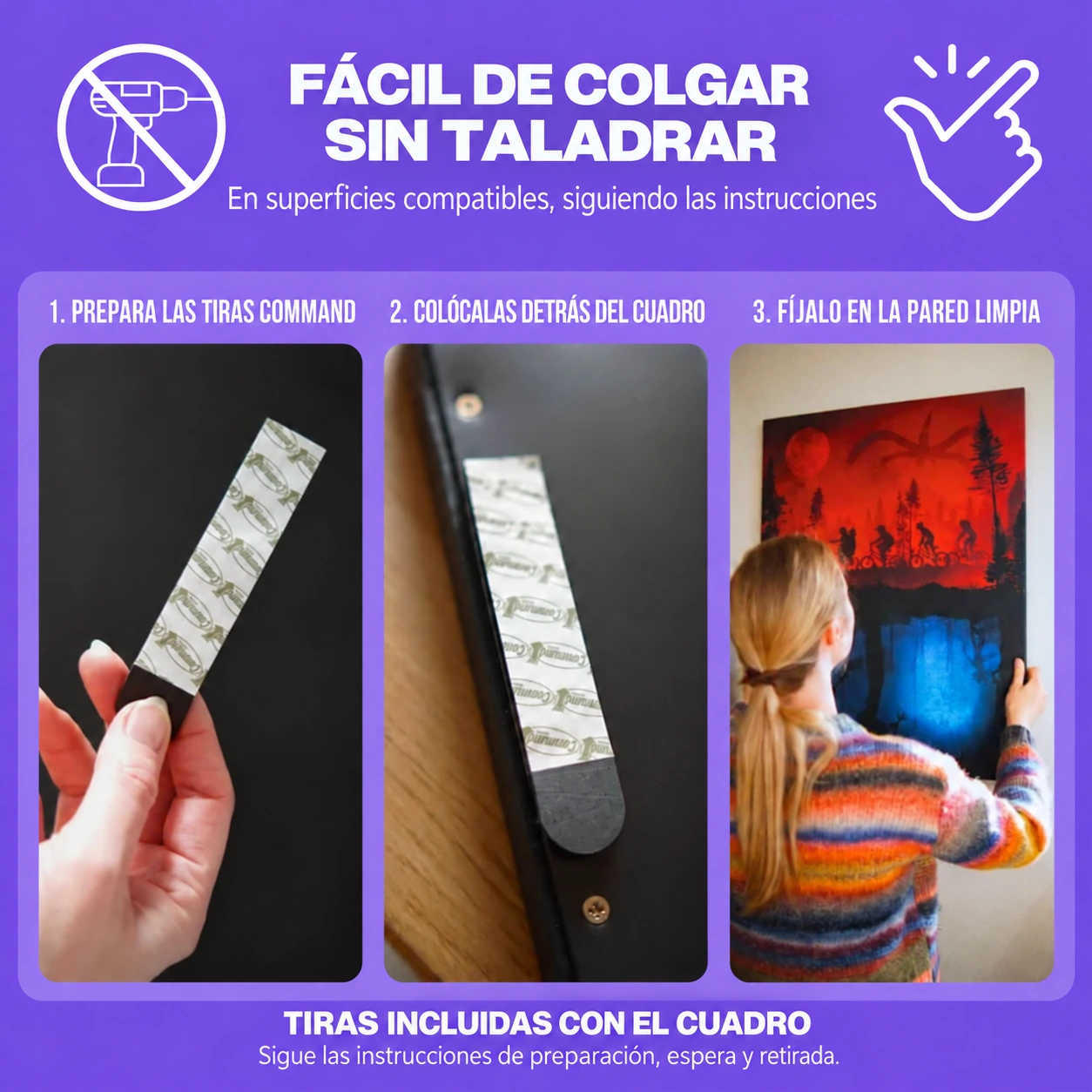 Montaje del cuadro con tiras 3M Command