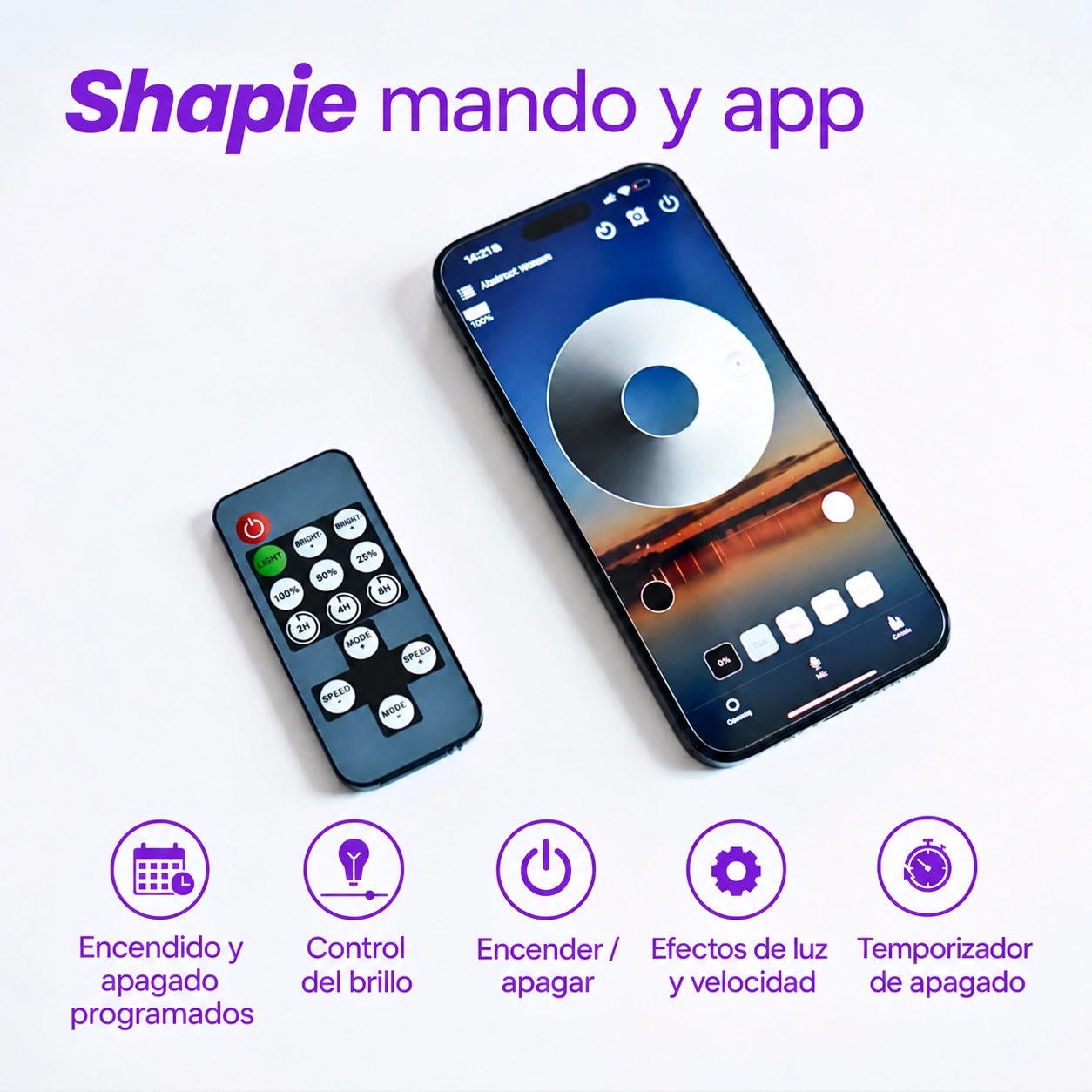 Mando y app Shapie para controlar la iluminación