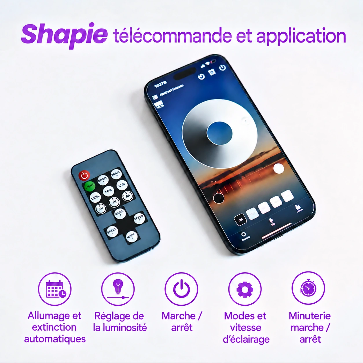 Télécommande et application Shapie : commande de l’éclairage