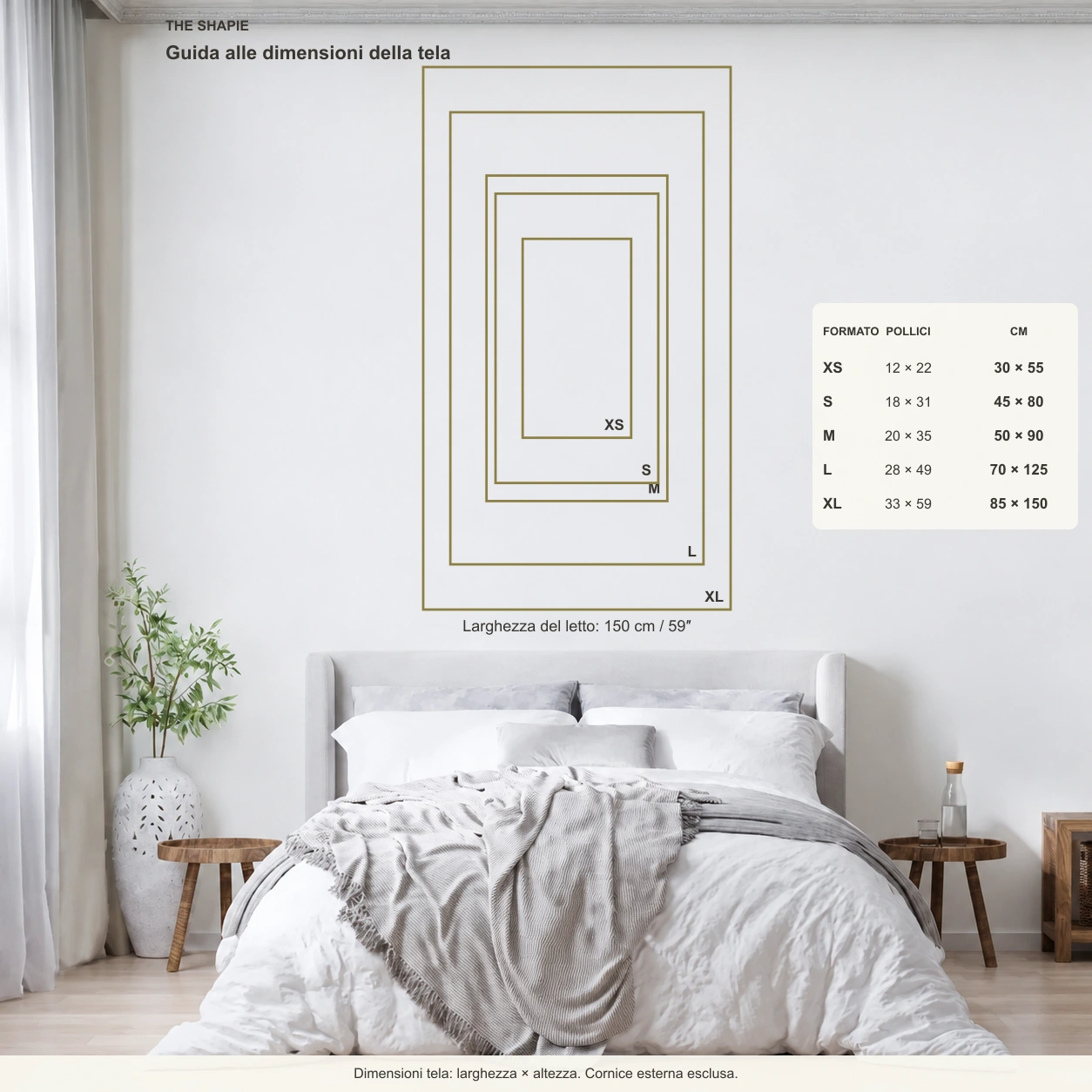 Guida alle dimensioni del quadro
