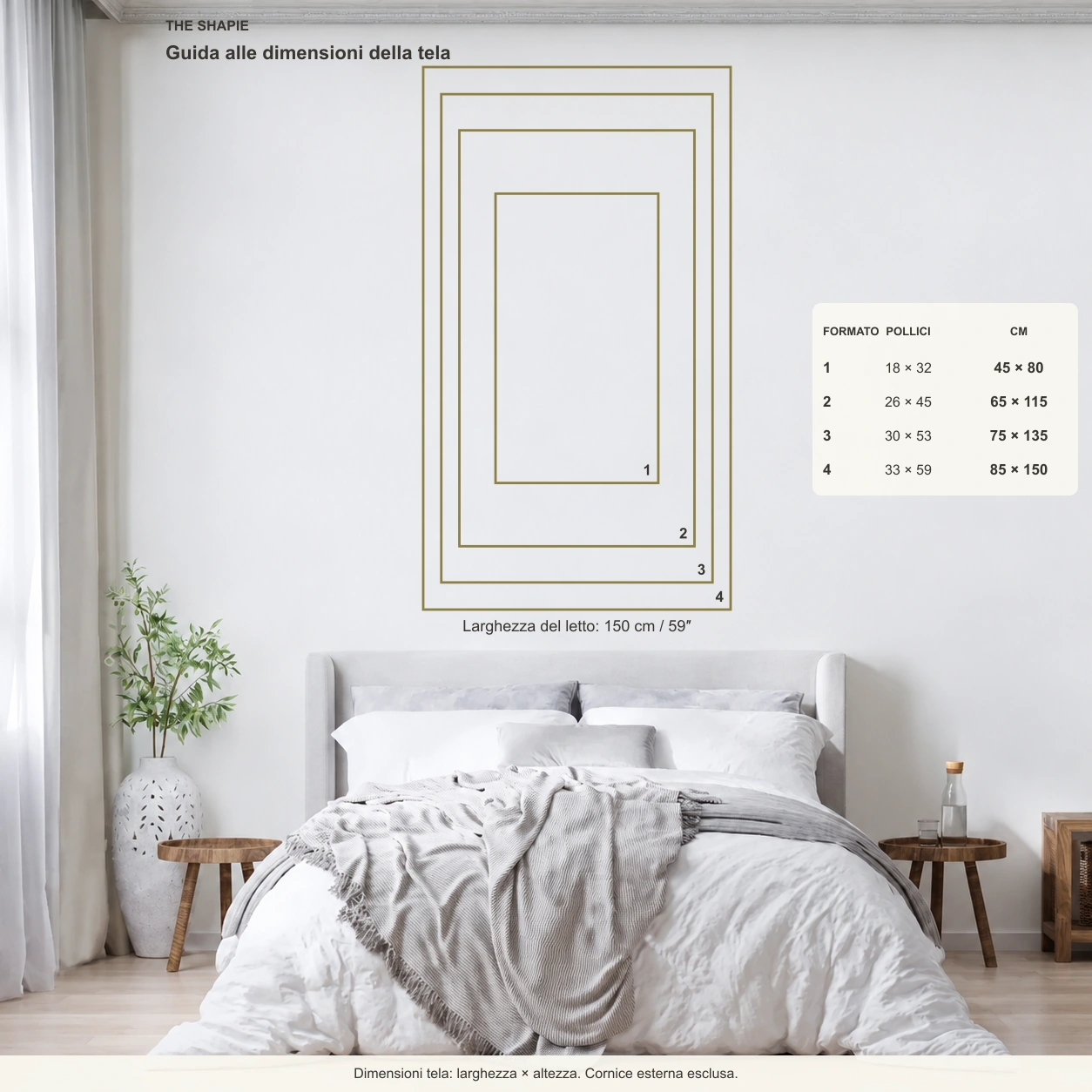 Guida alle dimensioni del quadro
