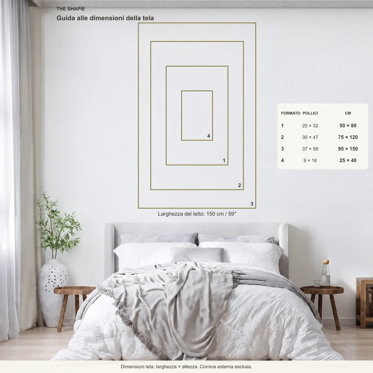 Guida alle dimensioni del quadro