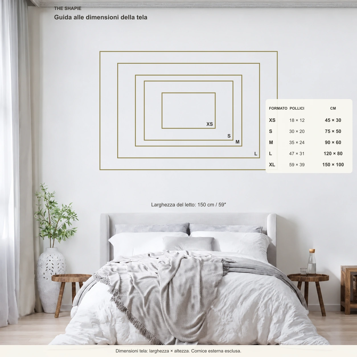 Guida alle dimensioni del quadro