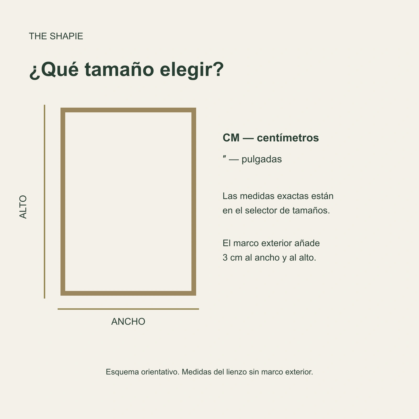 Guía de tamaños del cuadro
