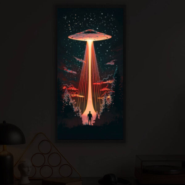 UFO Encounter bei Nacht beleuchtet