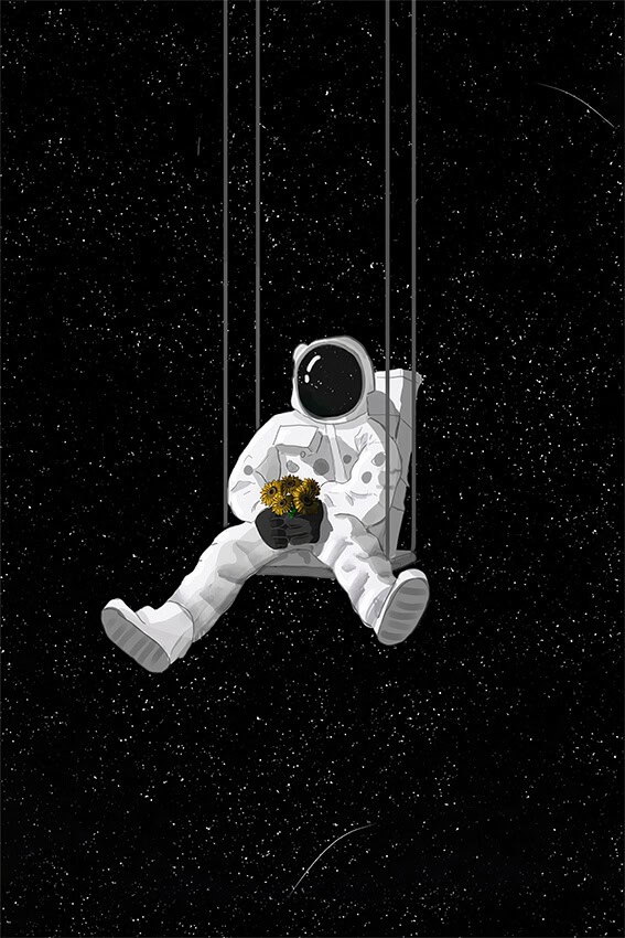 astronaut on the swings