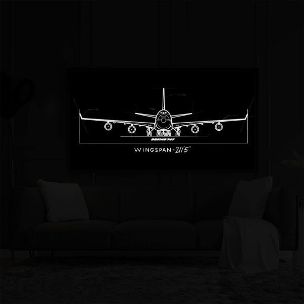 Boeing 747 illuminated at night