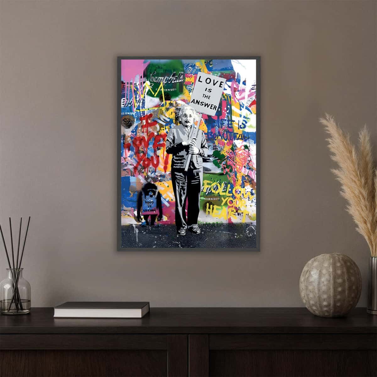 Einstein led light painting in the room