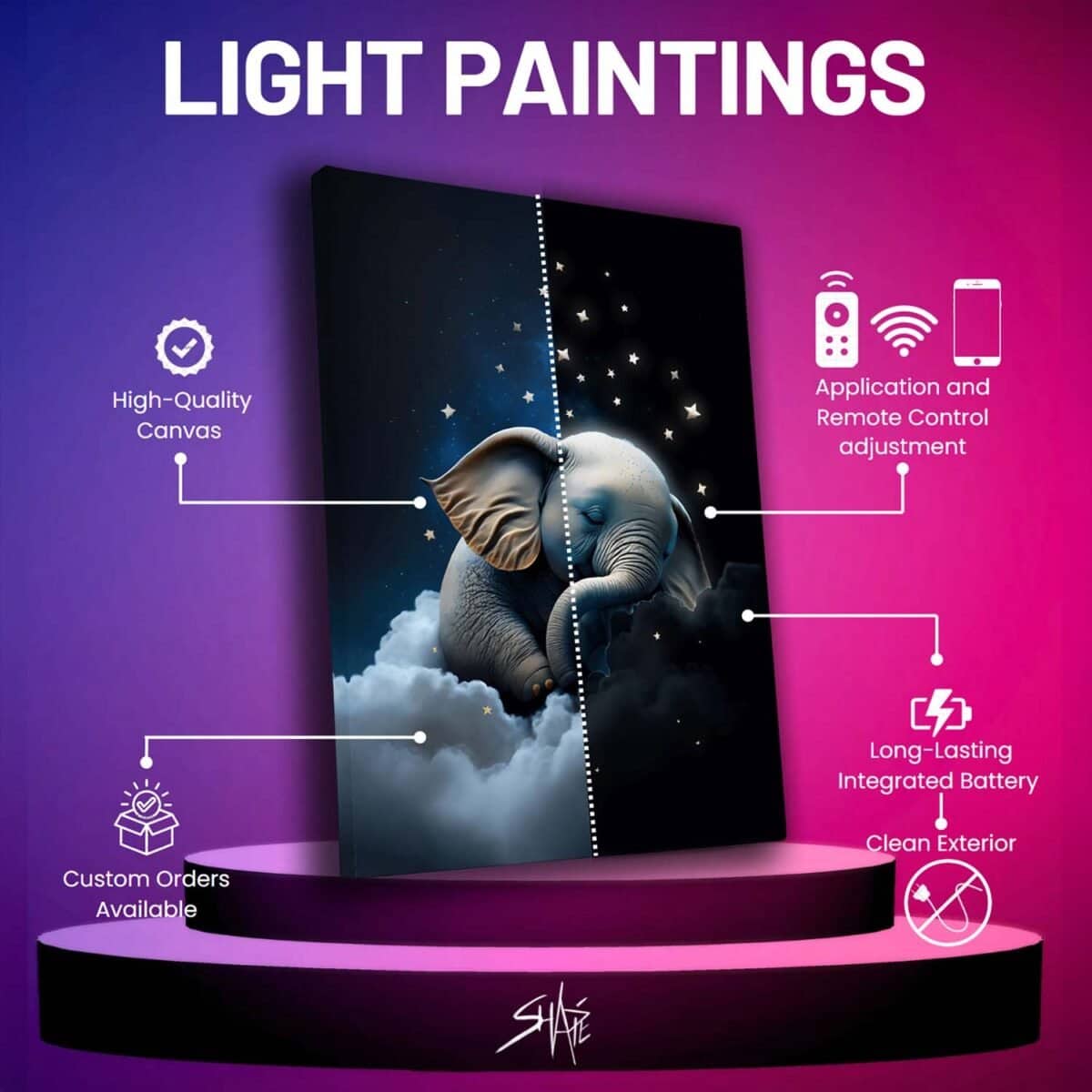 Elephant light painting specification sheet