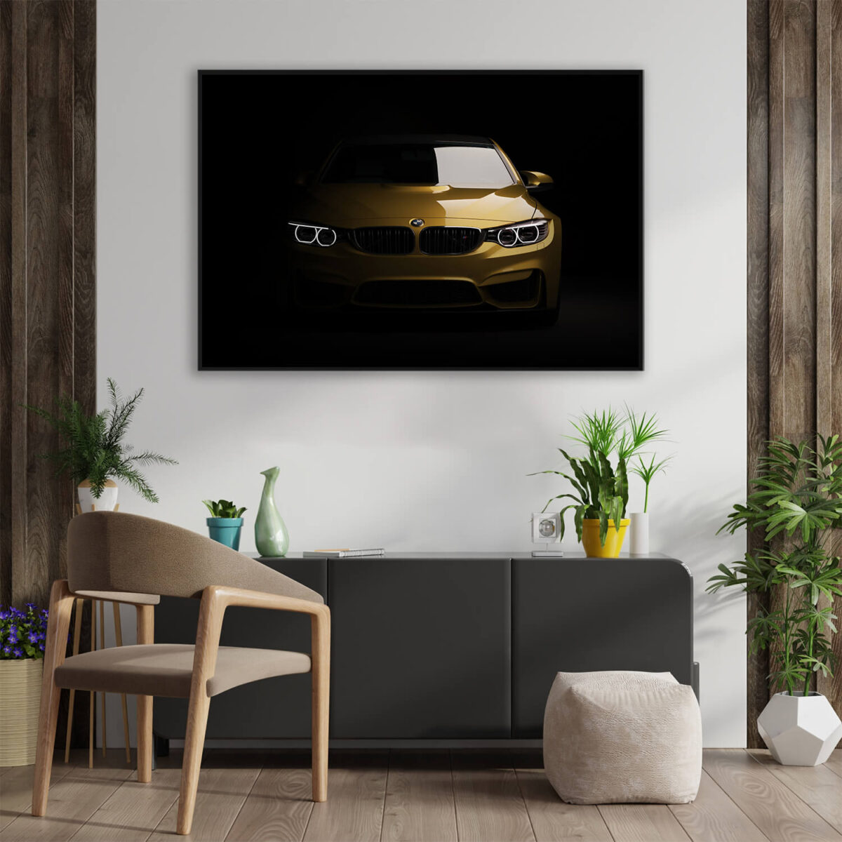 Gold BMW M3 painting wallart