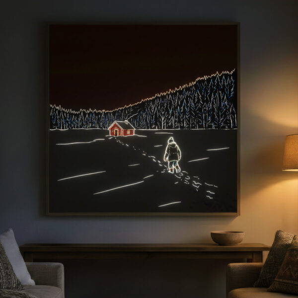 Long Way Home illuminated at night