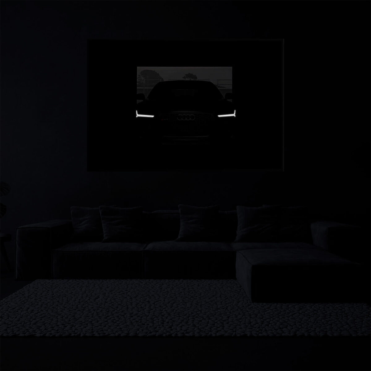 lighted Audi RS7 Painting in the living room