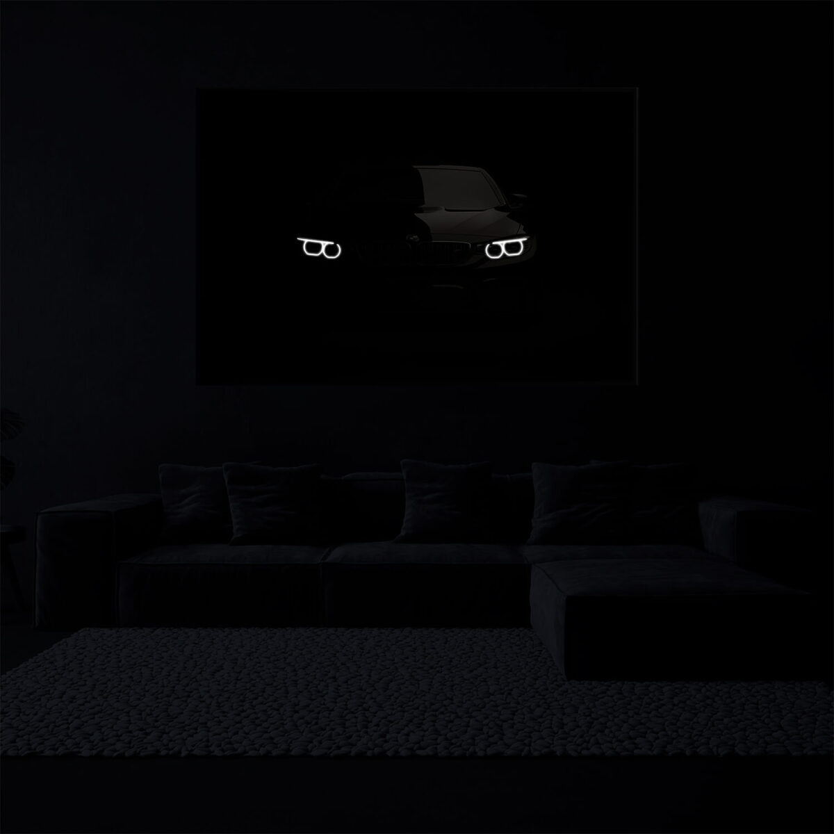 Light up painting Black BMW M3 in the dark