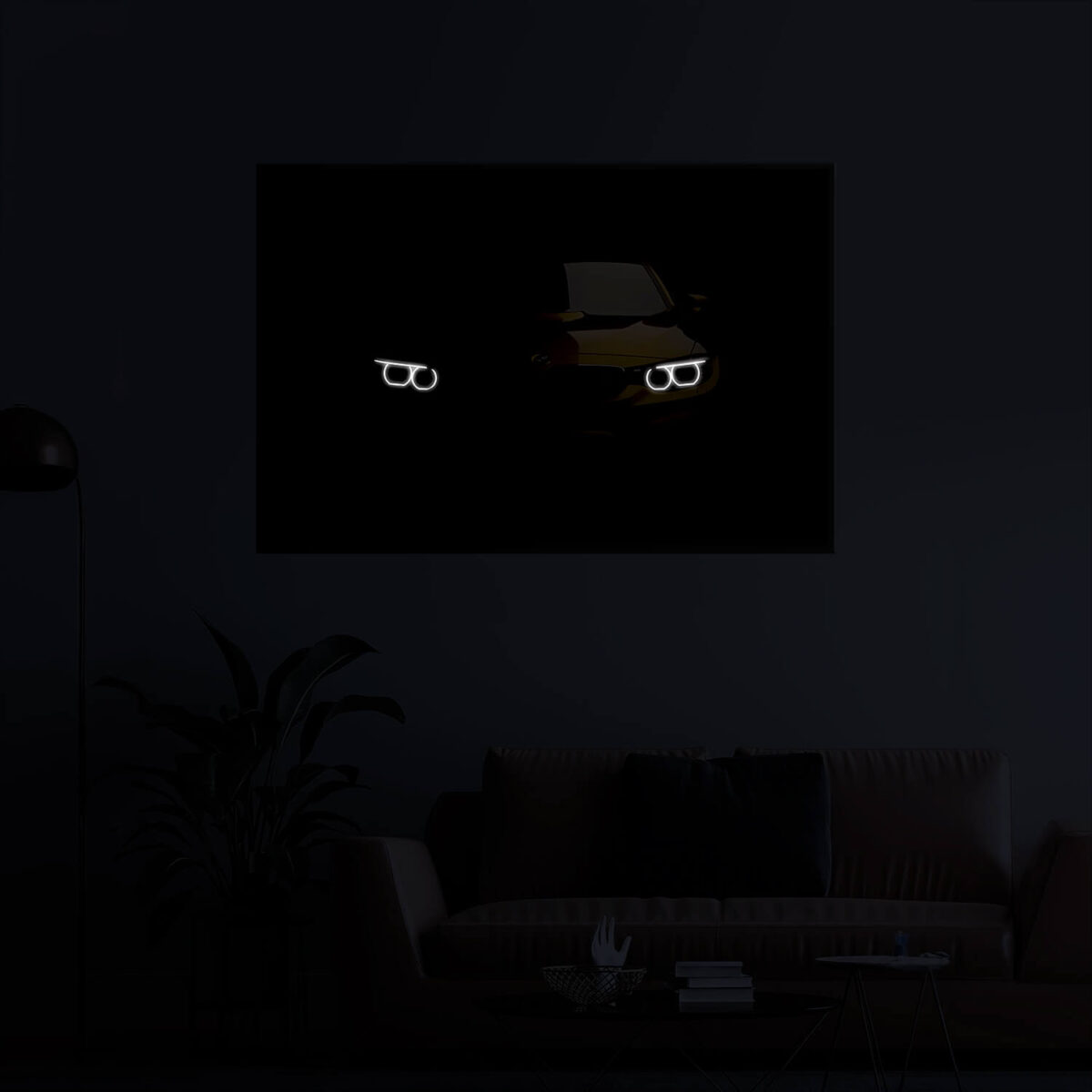 Lighted BMW M3 painting in the dark