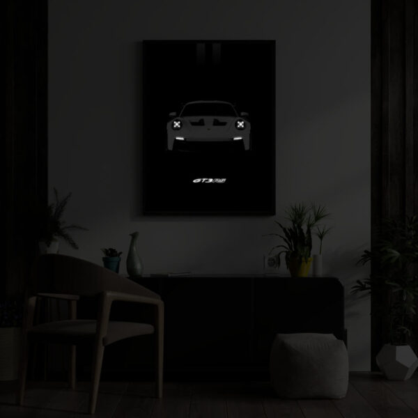 Porsche 992 GT3 RS illuminated at night