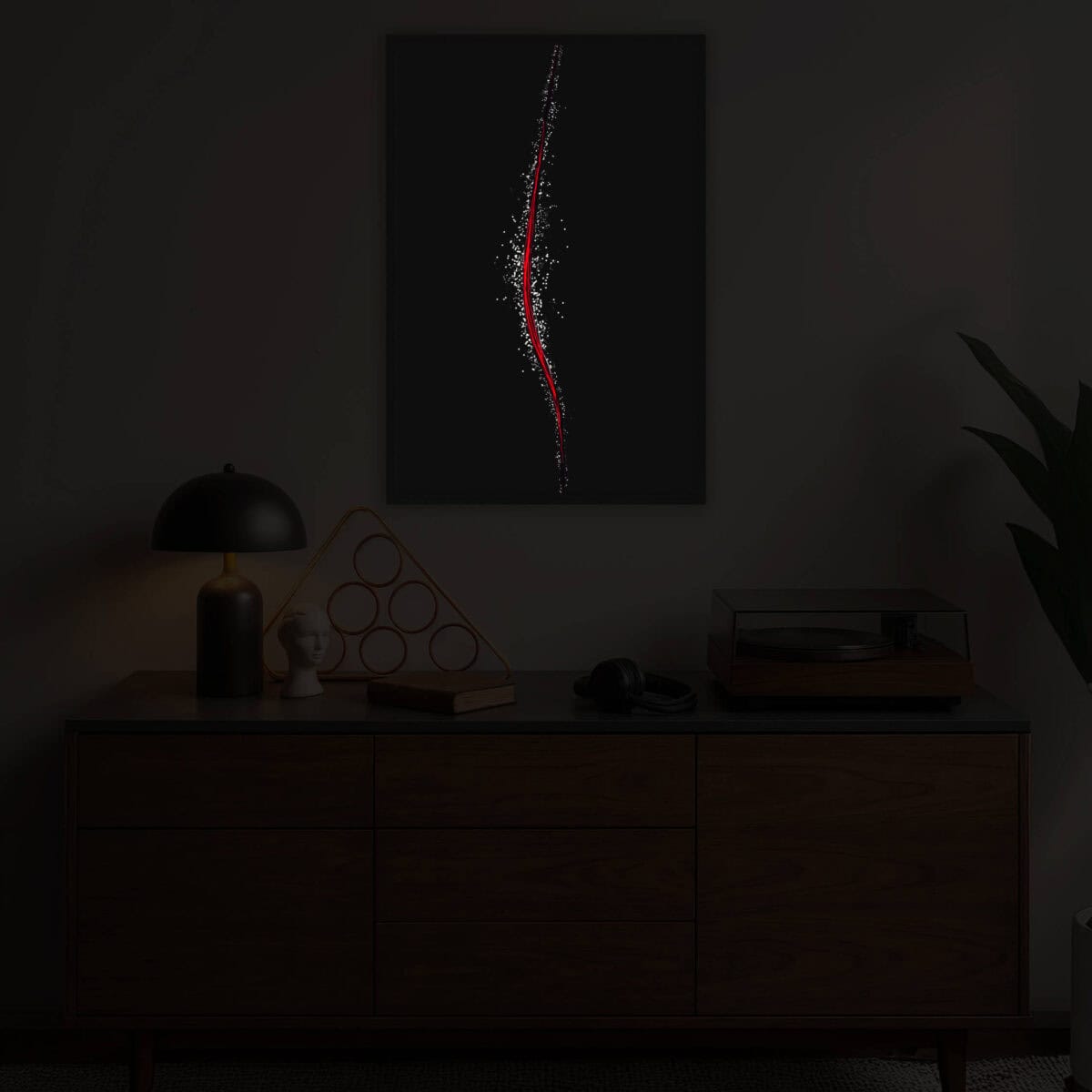 Minimalist LED Light Red Line painting b option