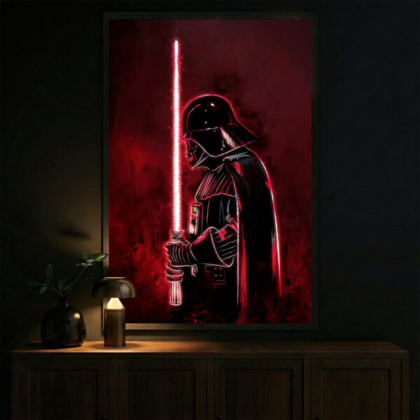 Darth Vader illuminated at night