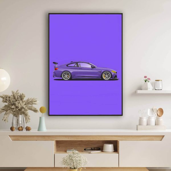 Purple BMW M4 in daylight