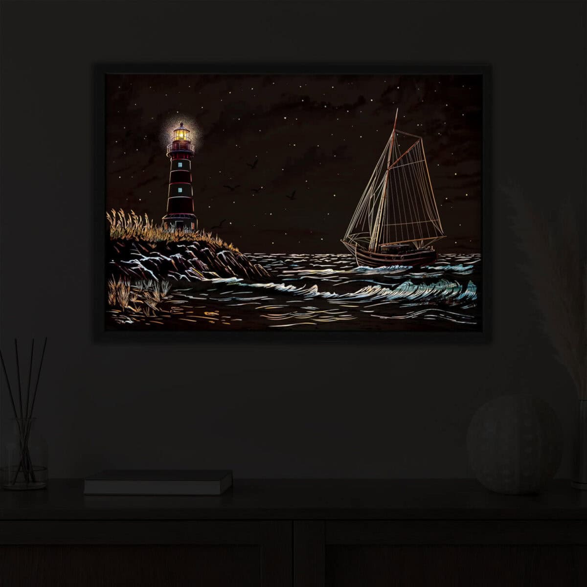 SAILING ship led light painting dark time