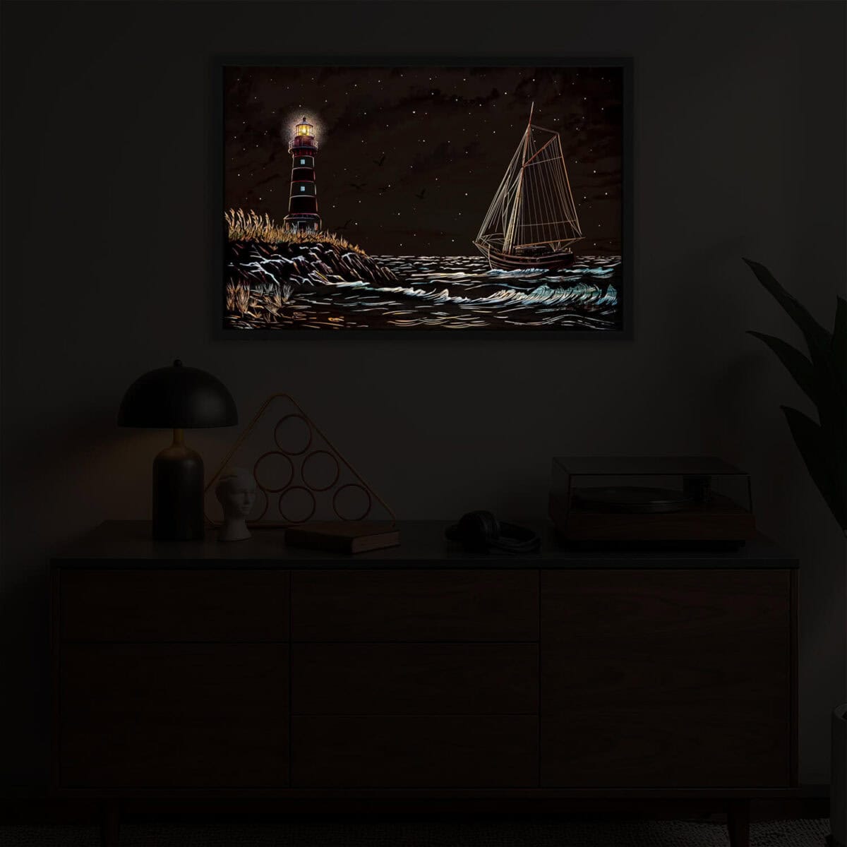 SAILING ship led light painting in the dark