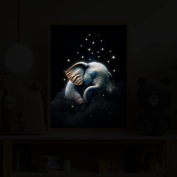 Elephant On The Cloud illuminated at night