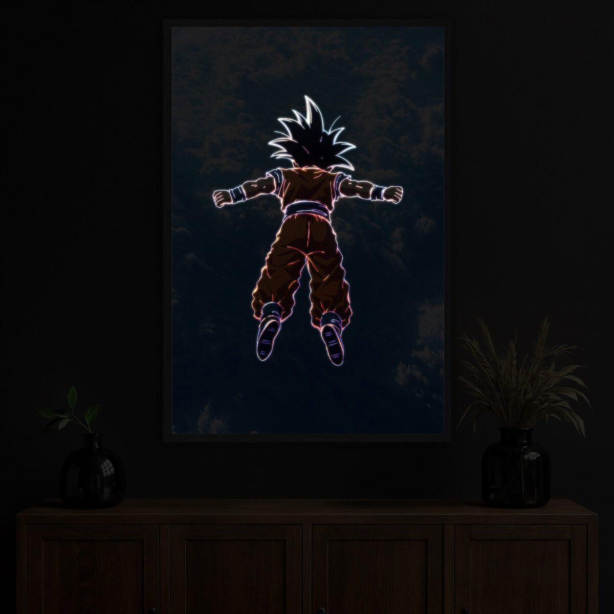 Son Goku LED Light Painting Wall Art in the dark