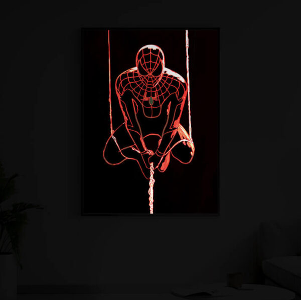 Spider-Man Swing illuminated at night
