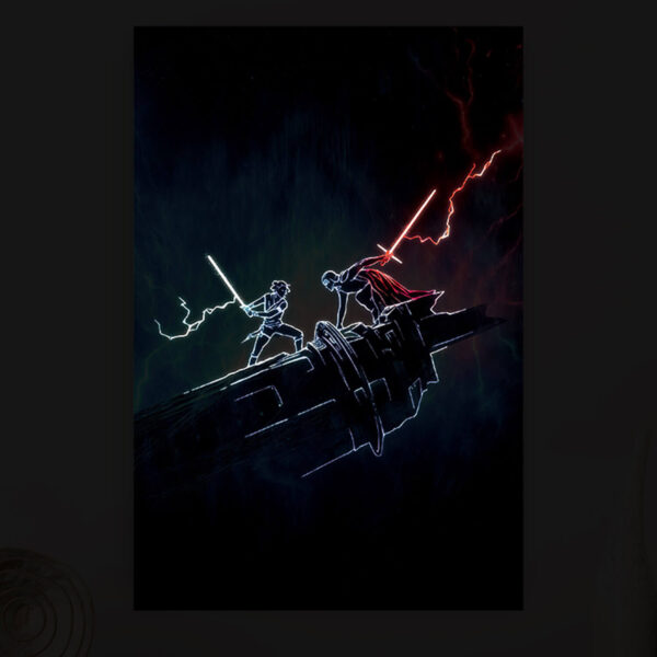 Lightsaber Duel illuminated at night