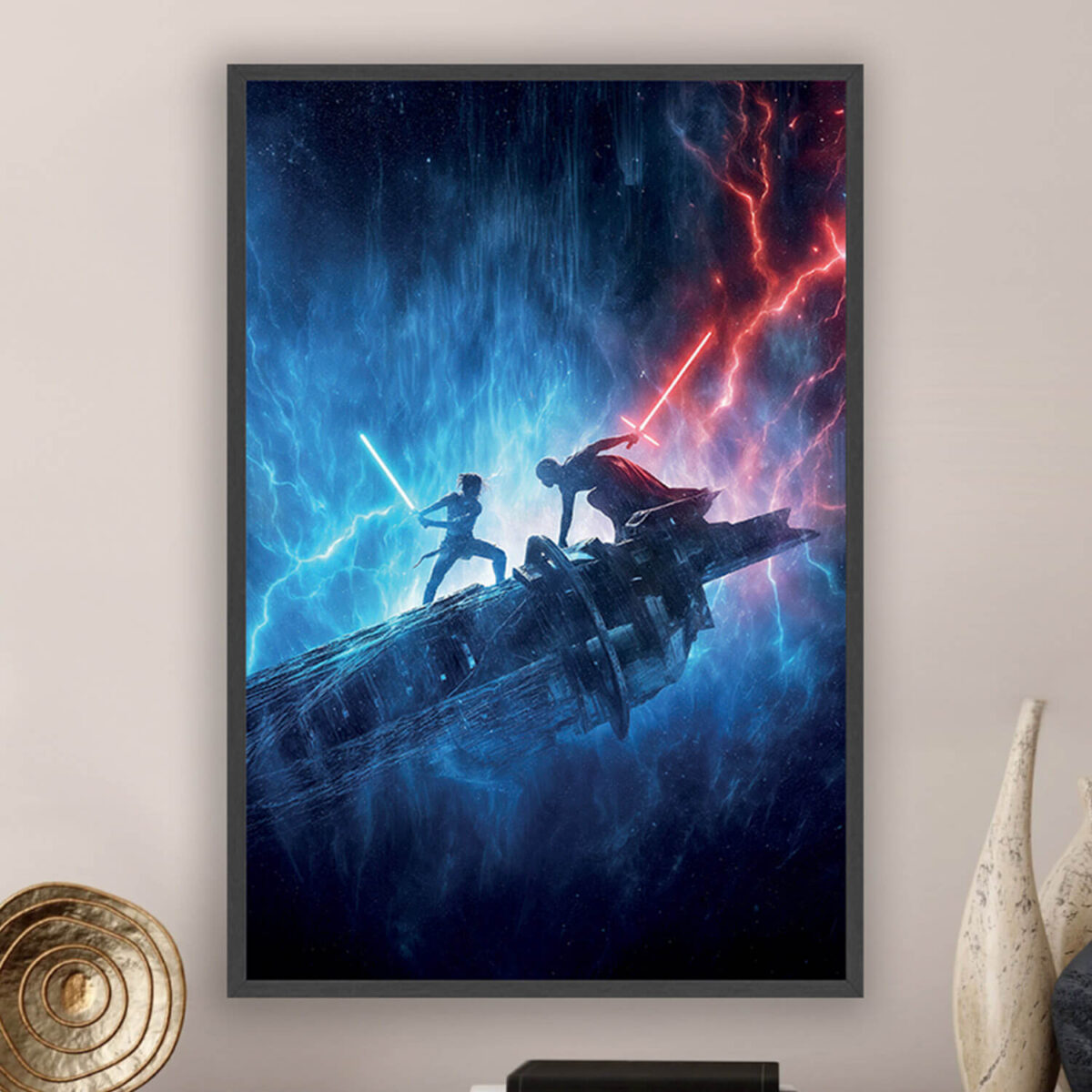 Star Wars Light Saber Battle LED Light Wall Art Zoomed In