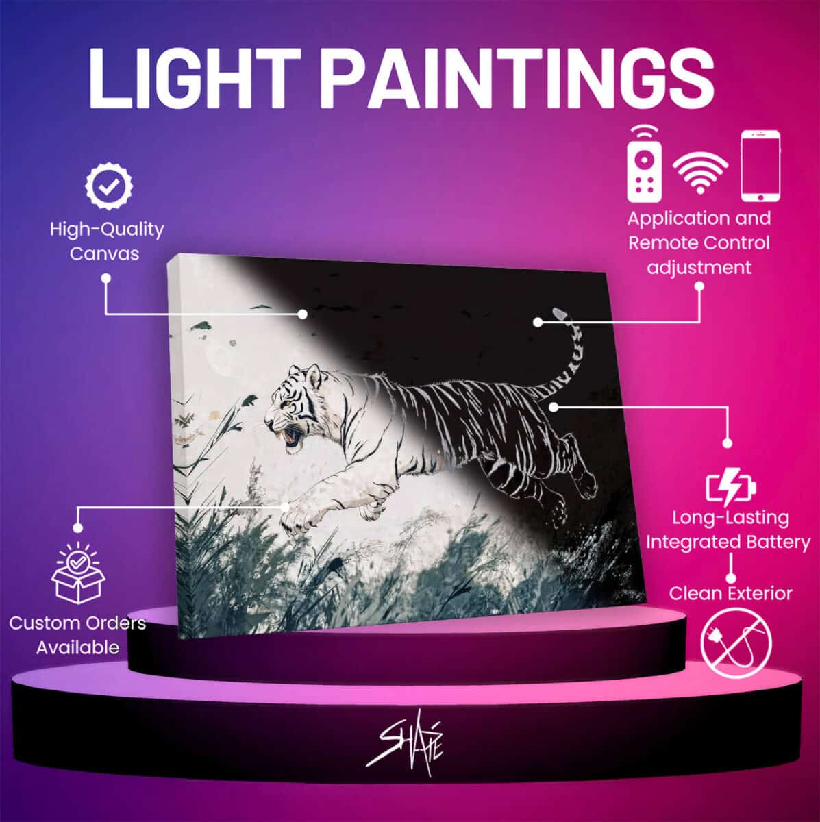 Tiger led light Painting Specification sheet mockup sqaure copy