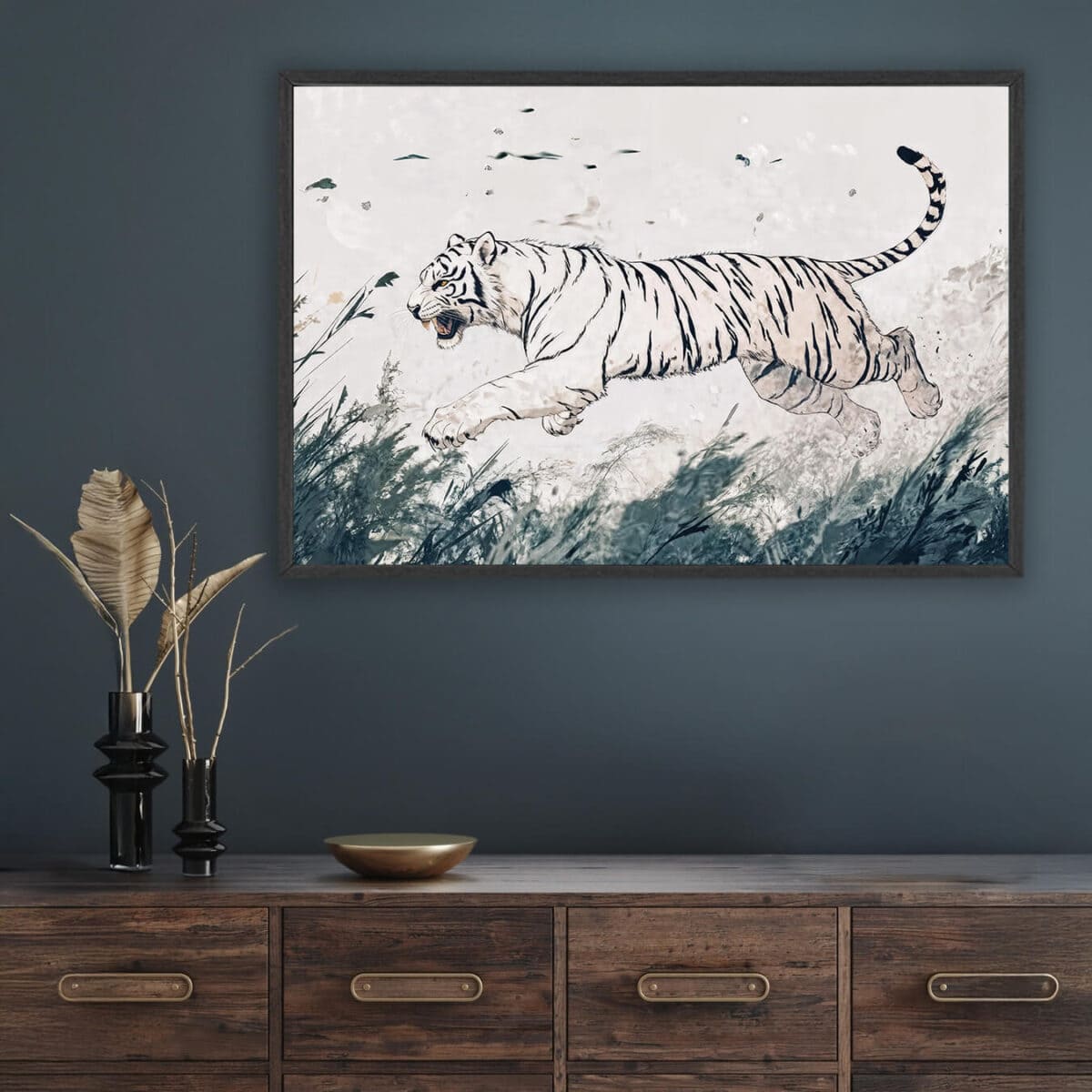 White tiger room painting