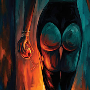 Woman and wine painting image