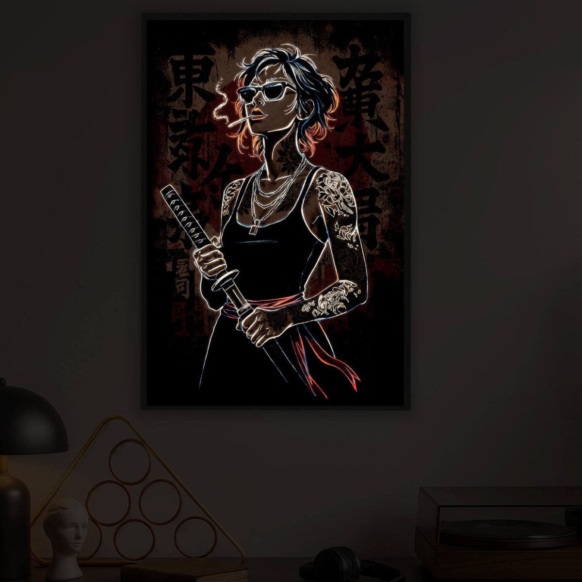 Yakuza girl night led light Painting zoomed in