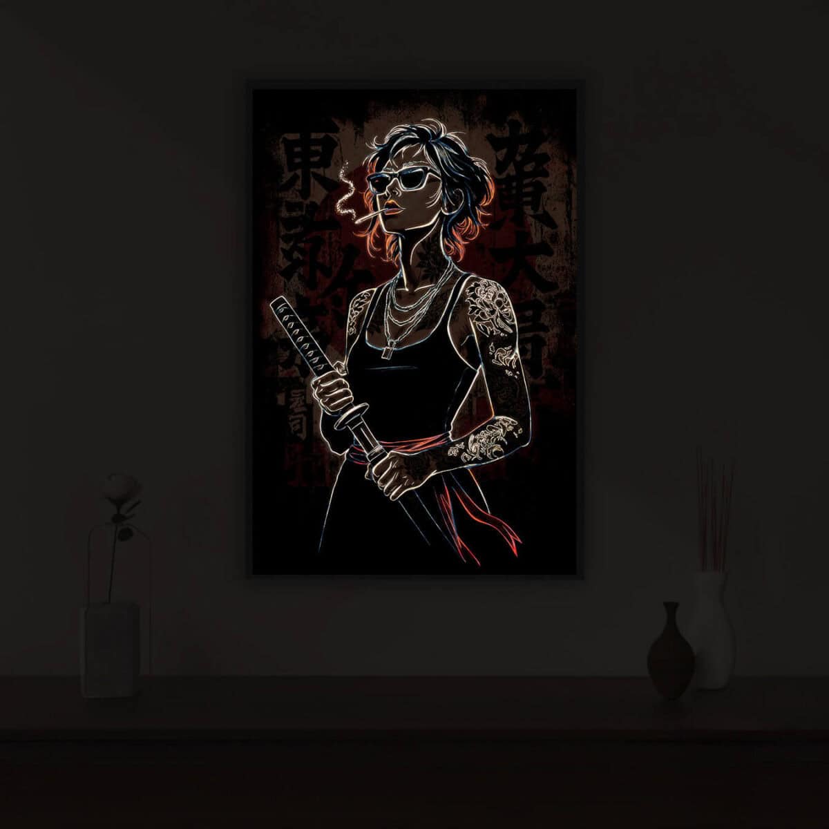 Yakuza girl night time led lightPainting