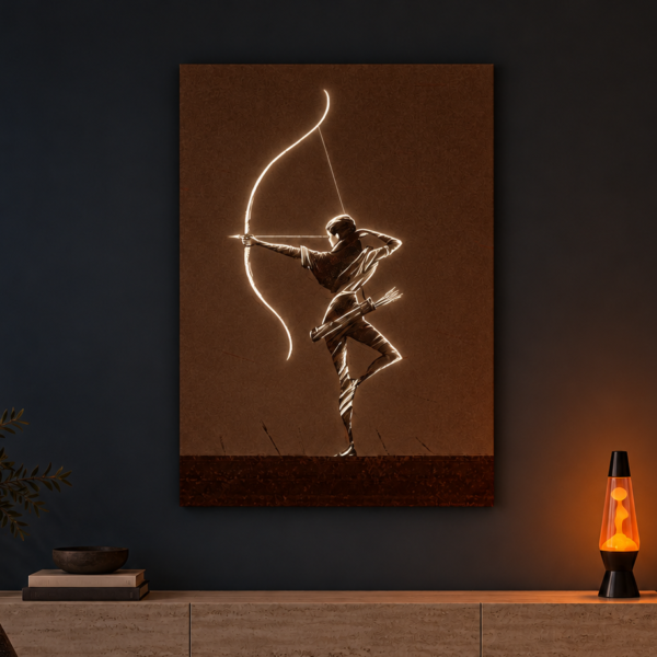 Archer illuminated at night