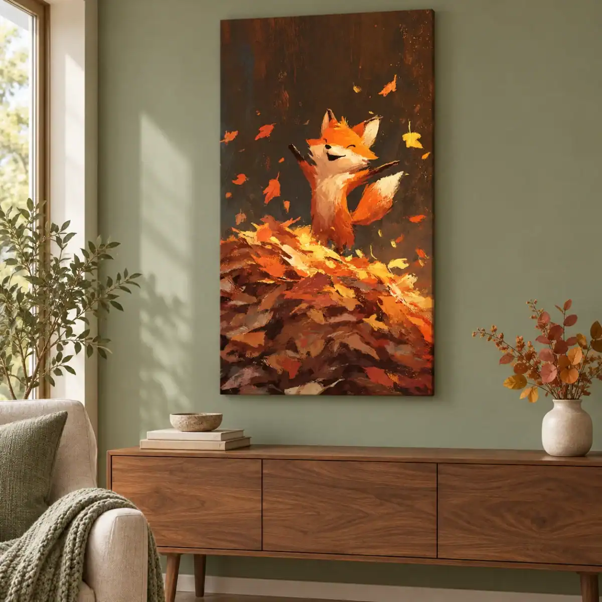 Autumn Fox canvas artwork in daylight
