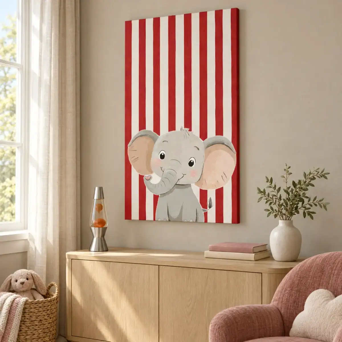 Baby Elephant canvas artwork in daylight