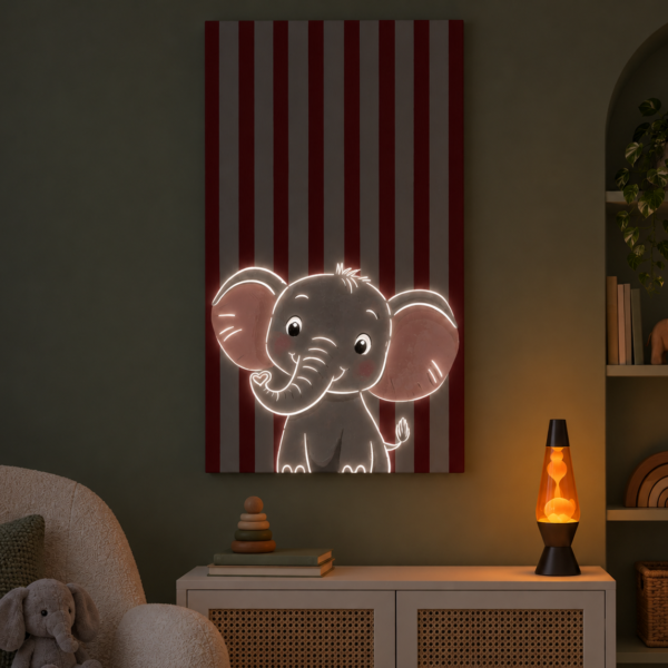 Baby Elephant illuminated at night