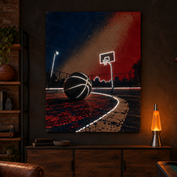 Basketball Court illuminated at night