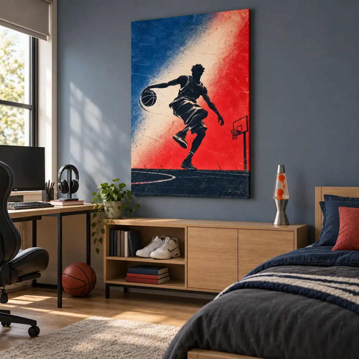 Basketball Flight canvas artwork in daylight