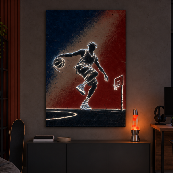 Basketball Flight illuminated at night