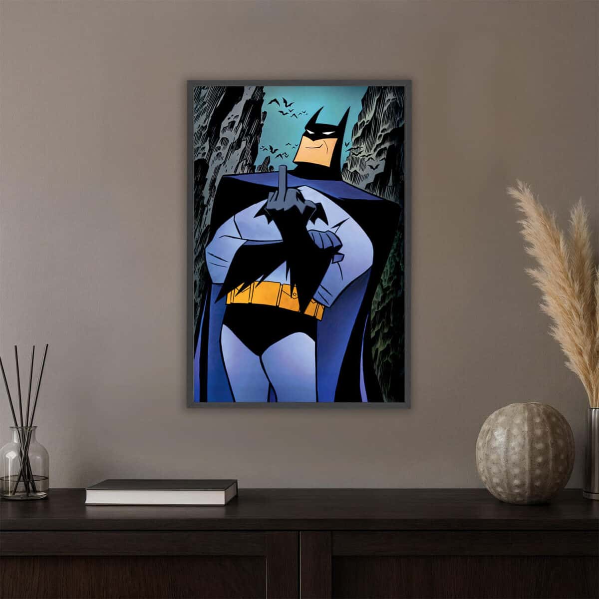 batman led light painting in the room