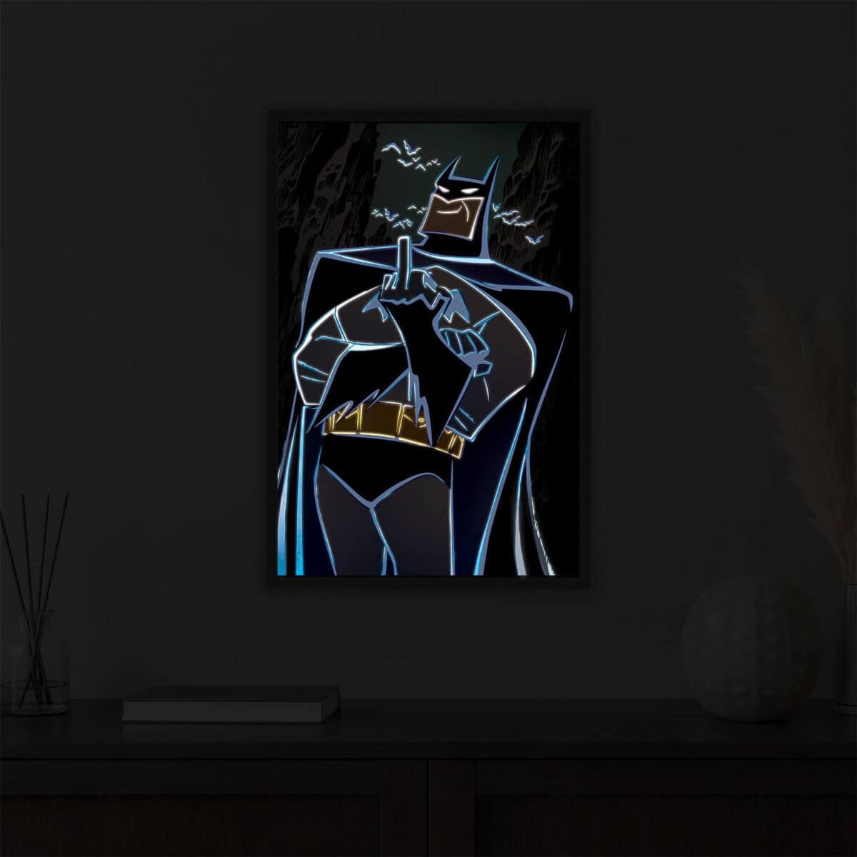 batman led light painting nighttime