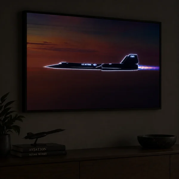 Blackbird SR-71 illuminated at night