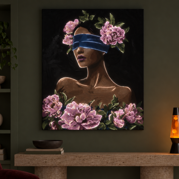 Blindfold Peonies illuminated at night