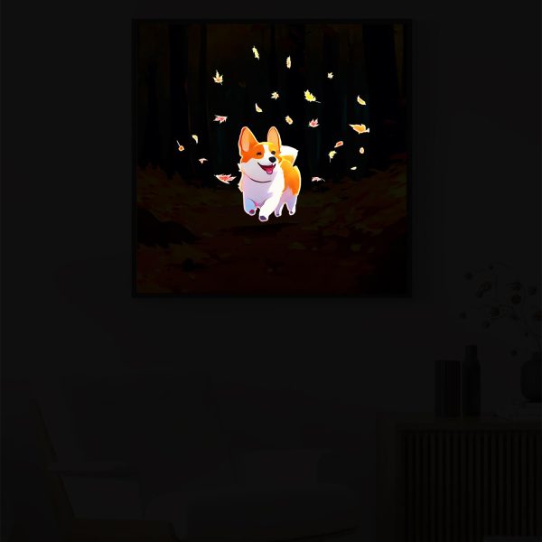 Autumn Forest Corgi illuminated at night