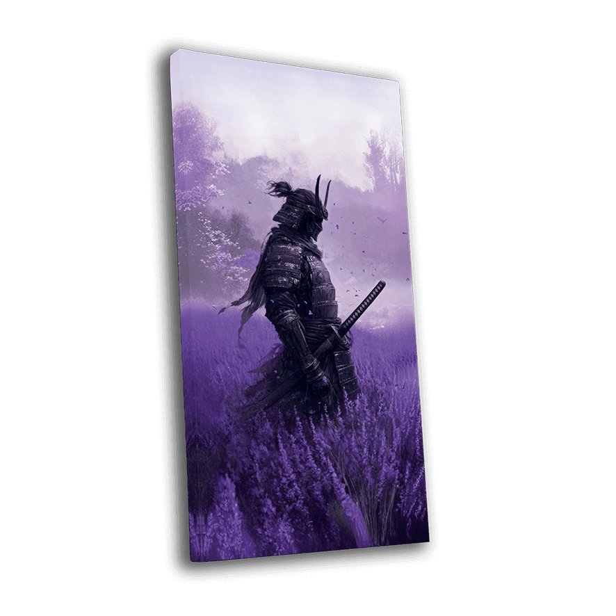 Lonely Samurai in levander field painting