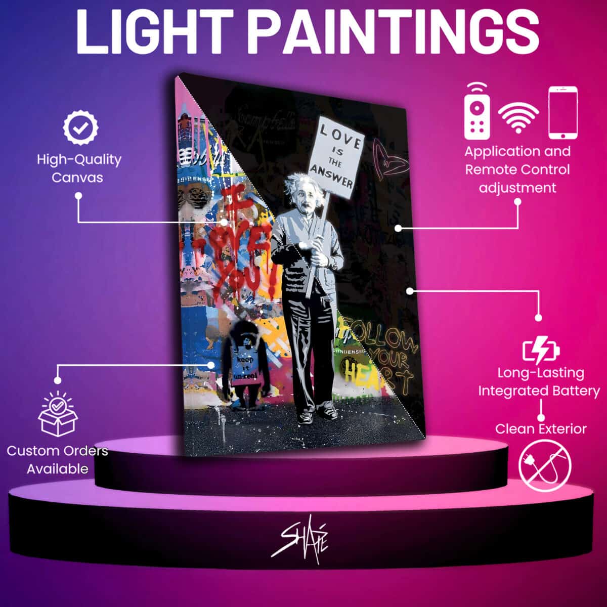 einstein light painting Specification