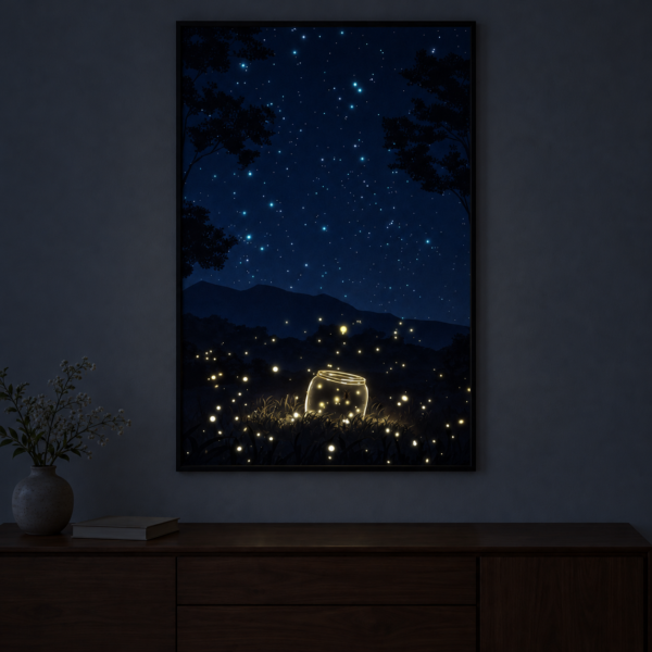 Firefly Jar illuminated at night