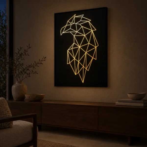 Bald Eagle illuminated at night